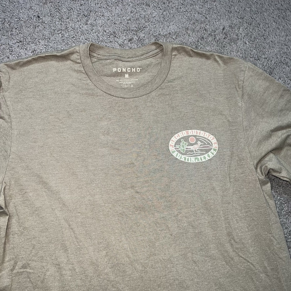 Poncho Outdoors Graphic Tee Mens Sz Medium Short Sleeve T-Shirt Texas Hunt Fish